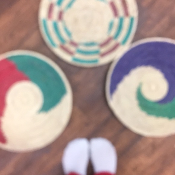 Southwest style boho coil woven wall basket. - Picture 3 of 3